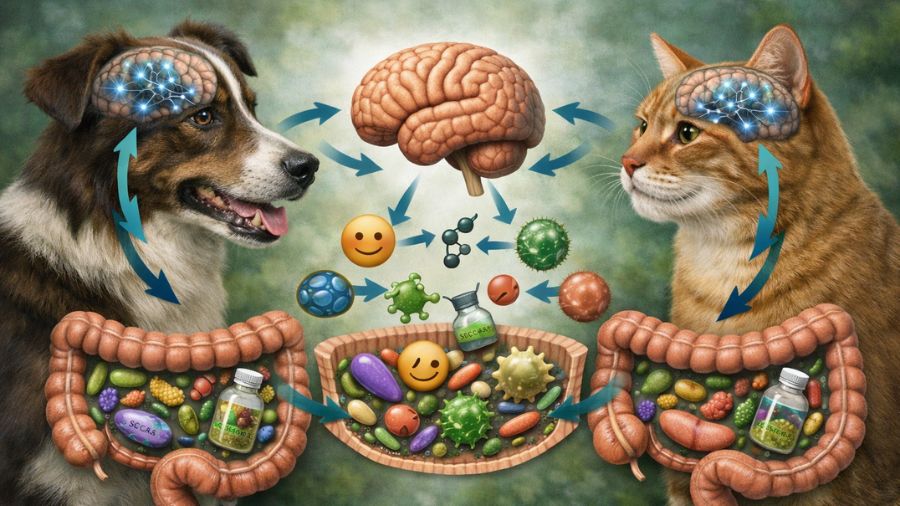 asse intestino-cervello in cane e gatto